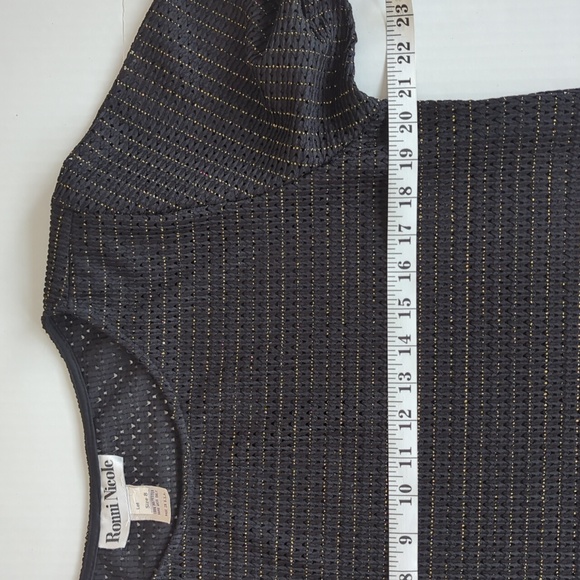 Vintage Ronni Nicole Cut Out Metallic Beach Cover Up 8 Black Gold Metallic - Picture 13 of 16